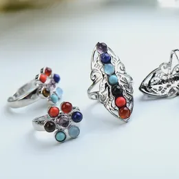 Decoratieve beeldjes Natural Crystal Stone Seven Chakra's Ring Stones De verstelbare 7 Chakra Decor Verhoog Charm Party Sieraden Love Gifts