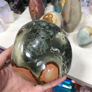 Figurines décoratives en pierre de cristal naturel, forme libre, jaspe d'océan Polychrome, Quartz de guérison debout, cadeau de décoration