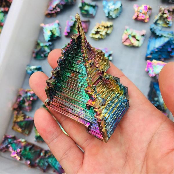 Figurines décoratives cristal naturel minerai de bismuth minéral cristallin métal