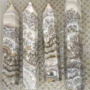 Decoratieve beeldjes Natuurlijke kristallen Caribische calciet Wand Point Quartz Square Solution Pillar Tower edelsteen genezing Reiki Home Decor