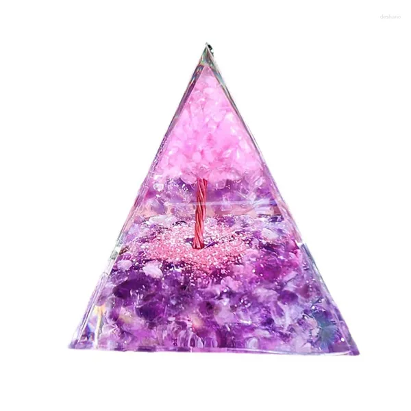 Figurines décoratives Crystals naturels Pyramide Amethyste péridot guérison reiki chakra stress réduit le générateur d'énergie pour la méditation de décoration de chambre