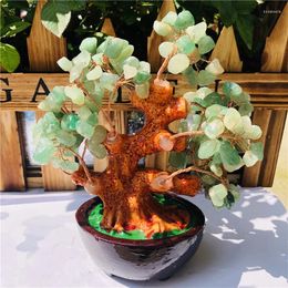 Figuras decorativas Adornos de árbol de la fortuna de cristal de jade natural Dongling