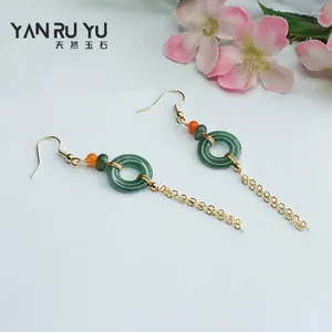 Figurines décoratives Nature ethnique Chinois Jadeite Mautes d'oreilles pour femmes Jade ping boucle maman bijouil cadeau Lucky Accessoire