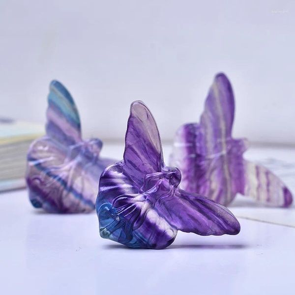 Figurines décoratives Natural Fluorite Flower Fair Fairy Ornements Home Decorations Aquarium Room Decor Mineral Stones Crystal Crystal