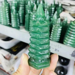 Figurines décoratives Natural Green Dongling Stone Wenchang Wenchang Tower Crystal Energy Office Home Decoration Crafts Crafts Feng Shui