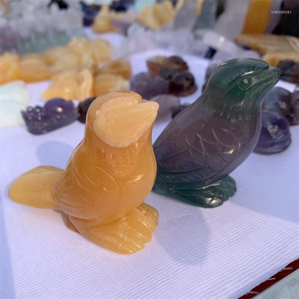 Figurines décoratives artisanat en cristal sculpté à la main naturel avec de belles décorations pour la maison d'oiseau pour les accessoires de décoration de cadeau de noël