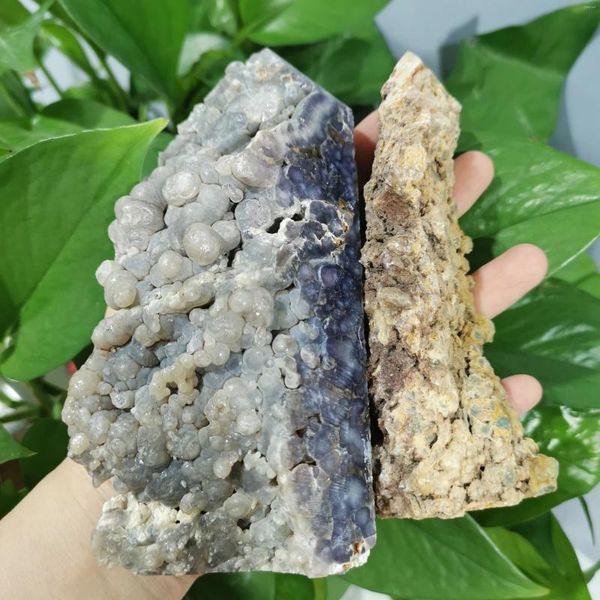 Figurines décoratives Natural Hand Crafts Grapes Agate Rough Stone Point Point Band Crystal sculpt for Home Decoration LJ