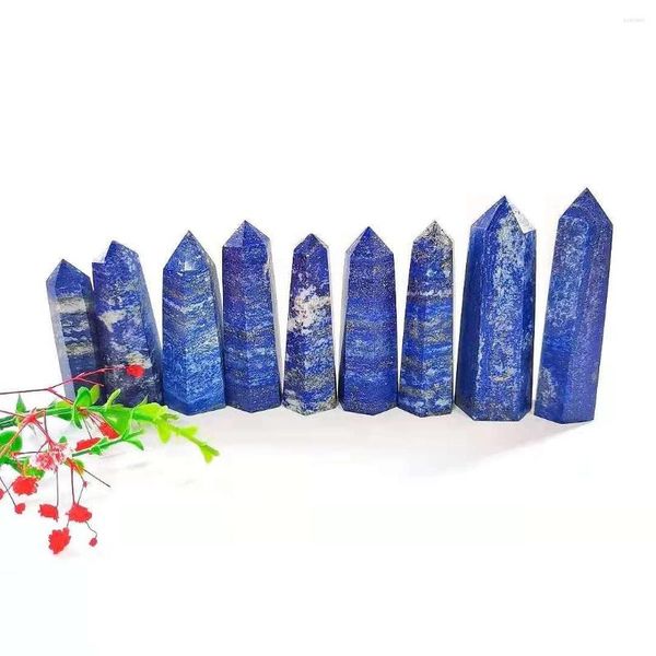 Figurines décoratives naturelles de haute qualité belle pierre précieuse délicate obélisque pilier Lapis Lazuli Point tour baguette artisanat pour Collection XZH