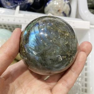 Figurines décoratives Natural Labradorite Sphère Quartz Crystal Ball Massage Méditation Reiki guérison Stone Decoration Home Decoration Exquise Gift