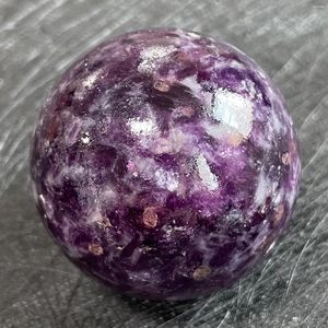 Figurines décoratives Natural Lepidolite Sphère Rock Rock Polied Purple Phlogopite Crystal Quartz Ball Feng Shui Decoration Guérison Reiki Guérison