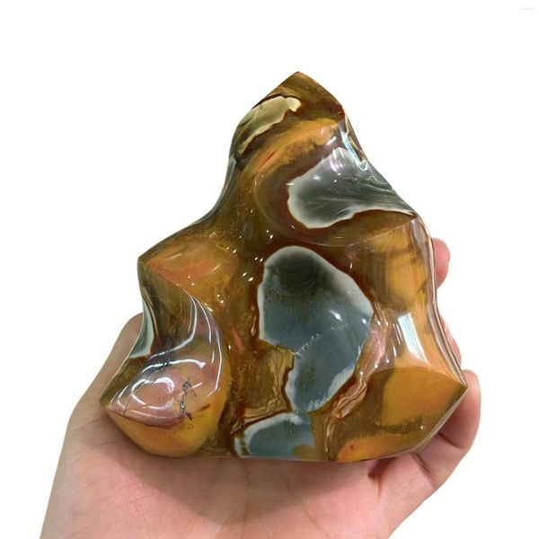 Figurines décoratives Natural Ocean Jasper Torche Accompagnant Collection de minéraux Cadeau de décoration intérieure