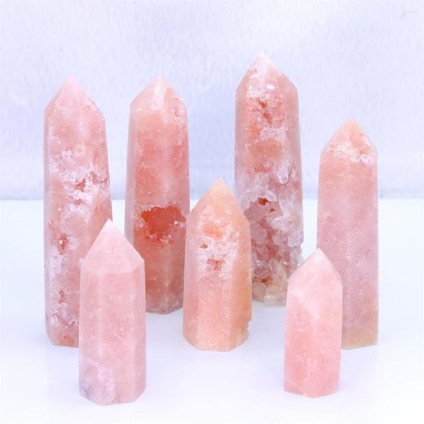 Figuritas decorativas Torre de cuarzo amatista rosa Natural Sakura ágata cristal punto energía piedra Reiki mujeres regalo hogar decorar