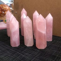 Decoratieve beeldjes Natural Pink Rose Quartz Point Crystal Tower Healing Mineral Stone Collection Diy Home Decor Gift Objects