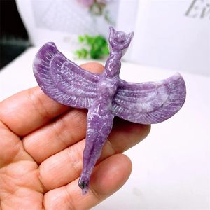 Figurines décoratives Natural Purple McA Angel Goddess Statue Femme sculptée Body Bijoux Bijoux Guérison Decoration Home Decoration Gift 1PCS