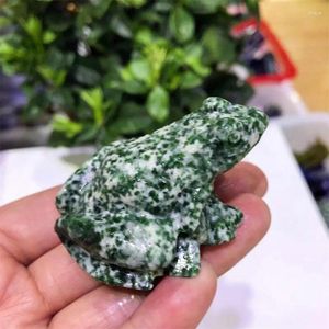Figurines décoratives Natural Qinhai Jasper Frog Crystal Reiki guérison Pierre Animal Figurine Artisan