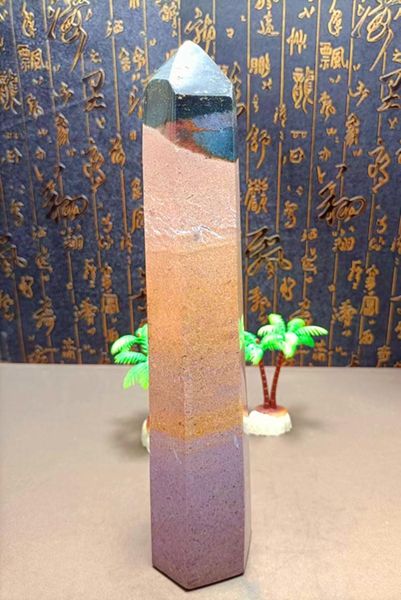 Figuritas decorativas Natural cuarzo cristal energía mar jaspe tableta varita mágica Torre Reiki decoración del hogar Chakra punto curación