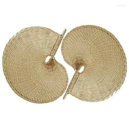 Decoratieve beeldjes natuurlijke raffia handventilatoren Palm Leaf Weaving Fan voor zomerkoelingen Boerderij Wall Decor Wedding Party 6 PCS