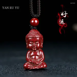 Figurines décoratives Natural Red Cinnabar Baobao Maitreya Bouddha Pendant Man Femme Purple Gold Sand Colon de style chinois Gift de style chinois