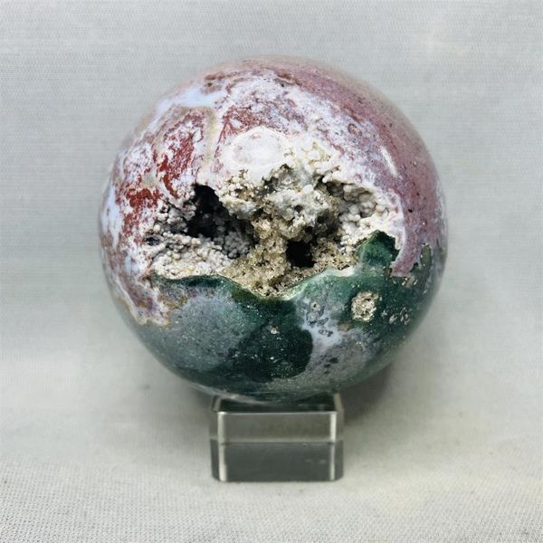 Figurines décoratives Natural Rock Ocean Jasper Rainbow Geode Ball Home Aquarium Decoration Crystal and Stone Heurning Witchcraft Autel Prière