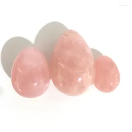 Decoratieve Beeldjes Natuurlijke Rozenkwarts Massage Ei Jade Eieren Vrouwen Kegel Exerciser Massager JYX