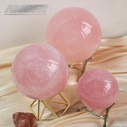 Figurines décoratives Natural Rose Quartz guérison Crystal Gemstone Sphere Ball For Reiki Équilibrage de la méditation Energy Home and Office