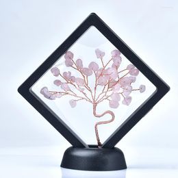 Decoratieve beeldjes natuurlijke rozenkwarts Amethist Tree of Life Gravel Specimen Chakra Rock Mineral Home Decor Gelukkig bomen zwart plastic