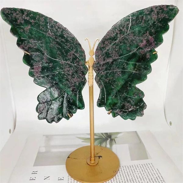 Figurines décoratives rubis naturel en Zoisite, ailes de papillon, sculpture en cristal, artisanat, énergie de guérison, pierre porte-bonheur, décoration de la maison, cadeau d'anniversaire