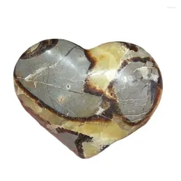 Figurines décoratives Natural Septarian Crystal Heart Quartz Gemone Gemstone Crystaux en forme de coeur Spécimens minéraux Guérisse 1pcs