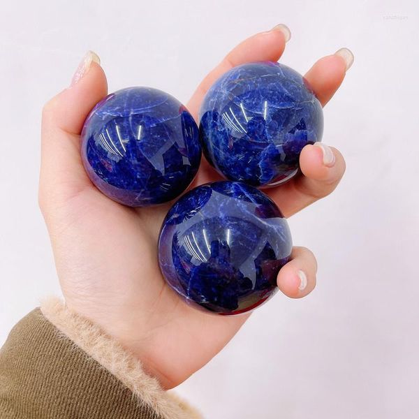 Figurines décoratives sphère de Sodalite naturelle pierres de guérison à Quartz de haute qualité Points de baguette en cristal pour la décoration intérieure