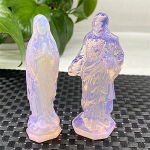 Figurines décoratives statues naturelles de la Vierge et de Jésus guérison Fengshii Energy Gemstone Crystal Artisan pour les accessoires de décoration domestique
