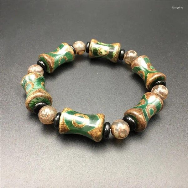 Figuras decorativas Piedra Natural Dzi Bead Collar de ágata tibetana Pulsera para Hombres y Mujeres Cintura de Tres Ojos Fidelidad Texto Juego Brac