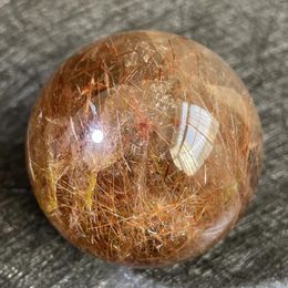 Figurines décoratives Stone Natural Golden Quartz Sphère Rutilée Polie Crystal Ball Decoration Rock cadeau Reiki Guérison
