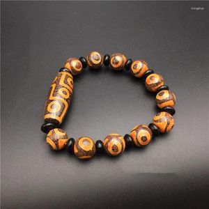 Figurines décoratives pierre naturelle Longan Dzi perles Agate hommes femmes Bracelets accessoires bijoux cadeaux motif patiné vingt et un Dz