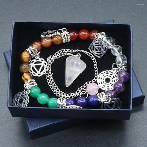 Decoratieve beeldjes natuursteen reiki genezende kralen kristal pendulum keten sieraden accessoires charmes 7 chakra armbanden groothandel geschenk