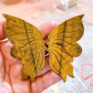 Figurines décoratives Naturel Tiger Eye Stone Butterfly Ailes Crystal Quartz Scouving Healing Energy Decoration Home Decoration Birthday Gift 1pair