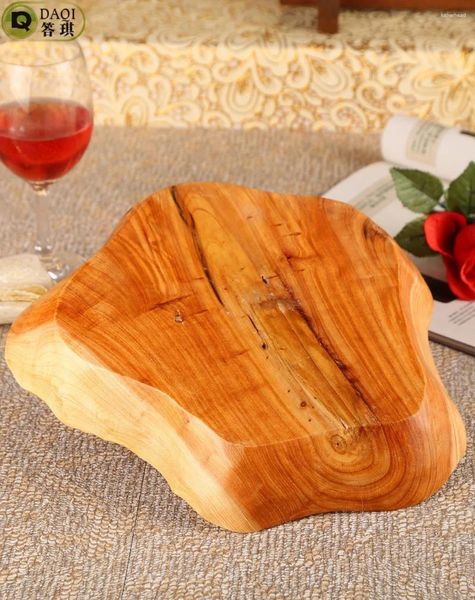 Figuras decorativas Madera natural sin placa de boca Bandeja de frutas Almacenamiento seco