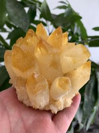 Figurines d￩coratives Natural Yellow Tibetan Stone Crystal Cluster Quartz Spirime de gu￩ris