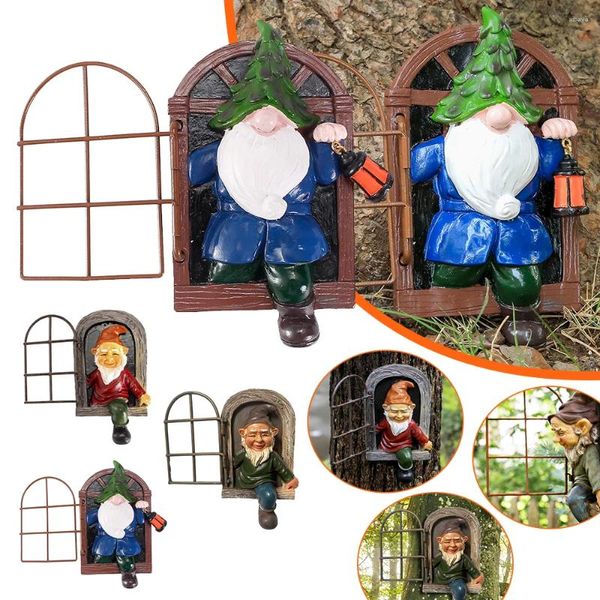 Figuras decorativas Jardín Naughty Gnome Estatua Elfo de la puerta Hugger Decoración del patio del hogar Decoración de figuras de resina por regalo