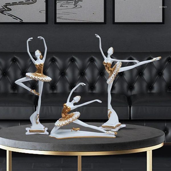 Figurines décoratives Nordic Ballet Girl Personnage Résine State Office Magasin meuble Abaissement Decoration Home Livre Bureau Crafts