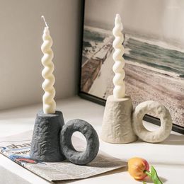 Figurines décoratives Nordic Ceramic Candlestick Decoration Ornement Pographie Candle Holder Wedding Home Deccore Dining Table