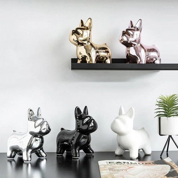 Figuras decorativas Cerámica nórdica Dog Piggy Bank Niños Badside Decoration Ornament Minimalista Animal Moned Saving Money Box Girl