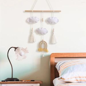 Figurines décoratives nordic mignonne nuage de feutre suspendu ornement en bois bâton pendentif bébé bébé chambre décoration de chambre de pépinière décor mural po po