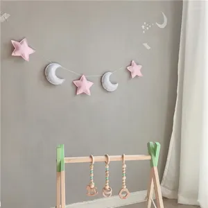 Figuritas decorativas Tela de fieltro nórdico Cadena Estrella Guirnalda Fiesta Banner Tienda Cama Estera Baby Shower Bunting Adorno Habitación de niños Colgante de pared