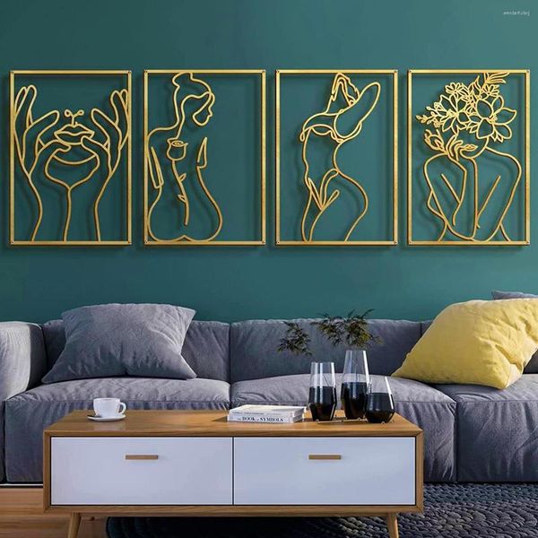 Figuritas decorativas decoración nórdica para el hogar sala de estar macramé de Metal dorado decoración de pared repisas artículo accesorios regalo