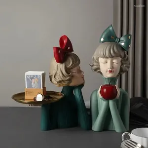 Decoratieve beeldjes Nordic Ins Bubble Girl hars sculptuur toegangssleutel opslag woonkamer desktop sieraden huwelijkscadeau