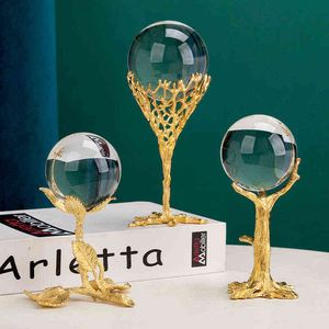 Figurines décoratives nordique luxueux Artware métal boule de cristal ameublement salon bureau décoration de bureau ornements artisanat ameublement