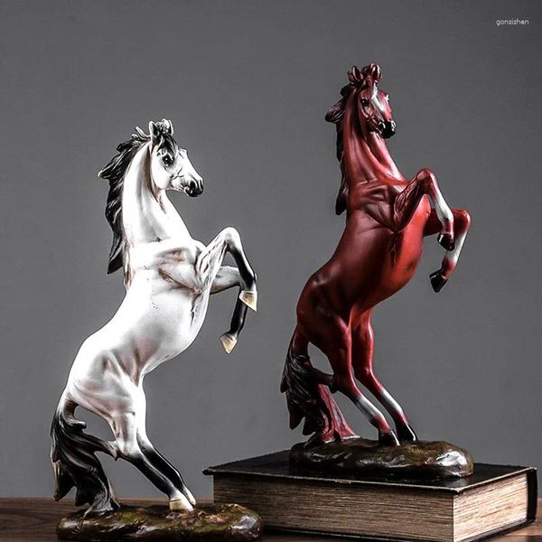Figurines décoratives nordiques et européennes modernes, Statue de cheval, pour le bureau, la maison, accessoires d'ornement en résine