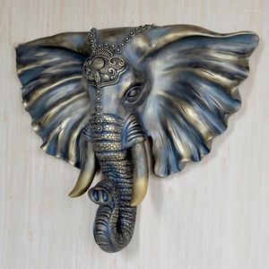 Figuras decorativas de resina nórdica, decoración de pared para sala de estar, acentos de entrada, colgante de cabeza de elefante, TV Simple y creativa