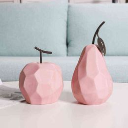 Figurines décoratives nordique Simulation céramique pomme poire ornements salon bureau bureau Fruits Sculpture artisanat décoration de la maison accessoires