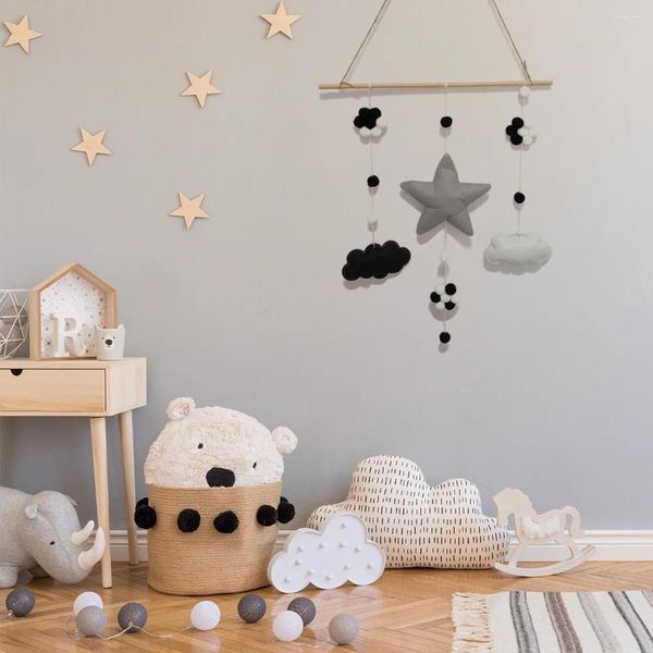 Figurines décoratives Nordic Style Home Child's's Room Preschool Education Center Fond Decoration décoration étoile Cloud Pendant Mur